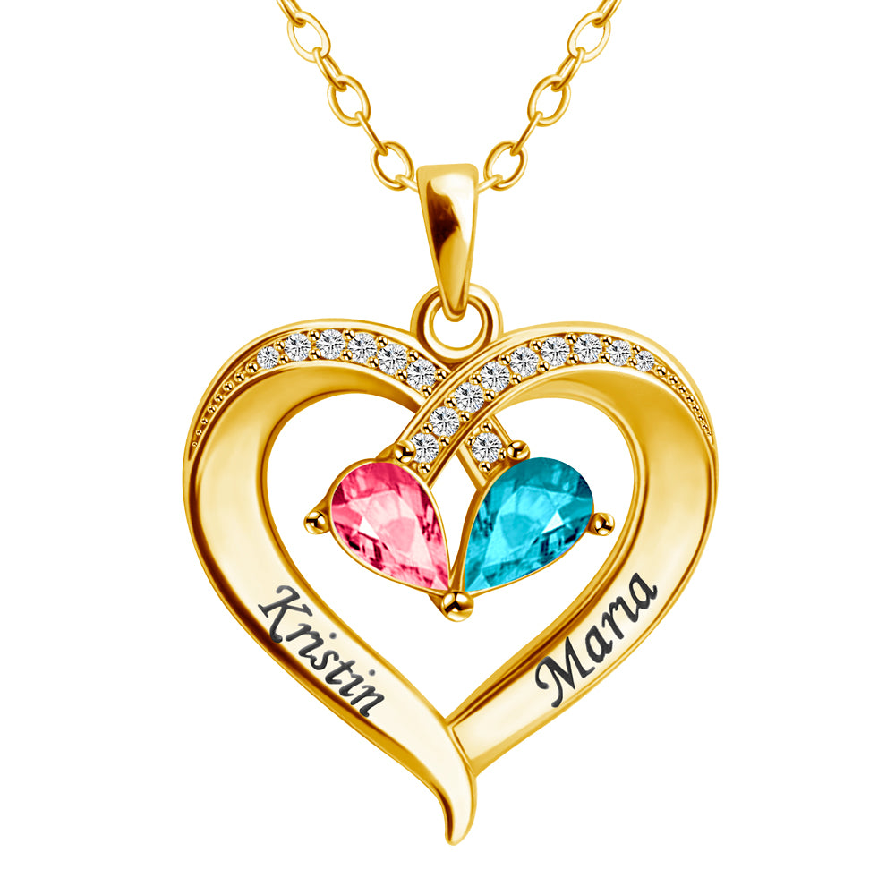 Christmas/Valentine's Day/Anniversary Gift Forever Love Birthstone & Diamond Heart Necklace