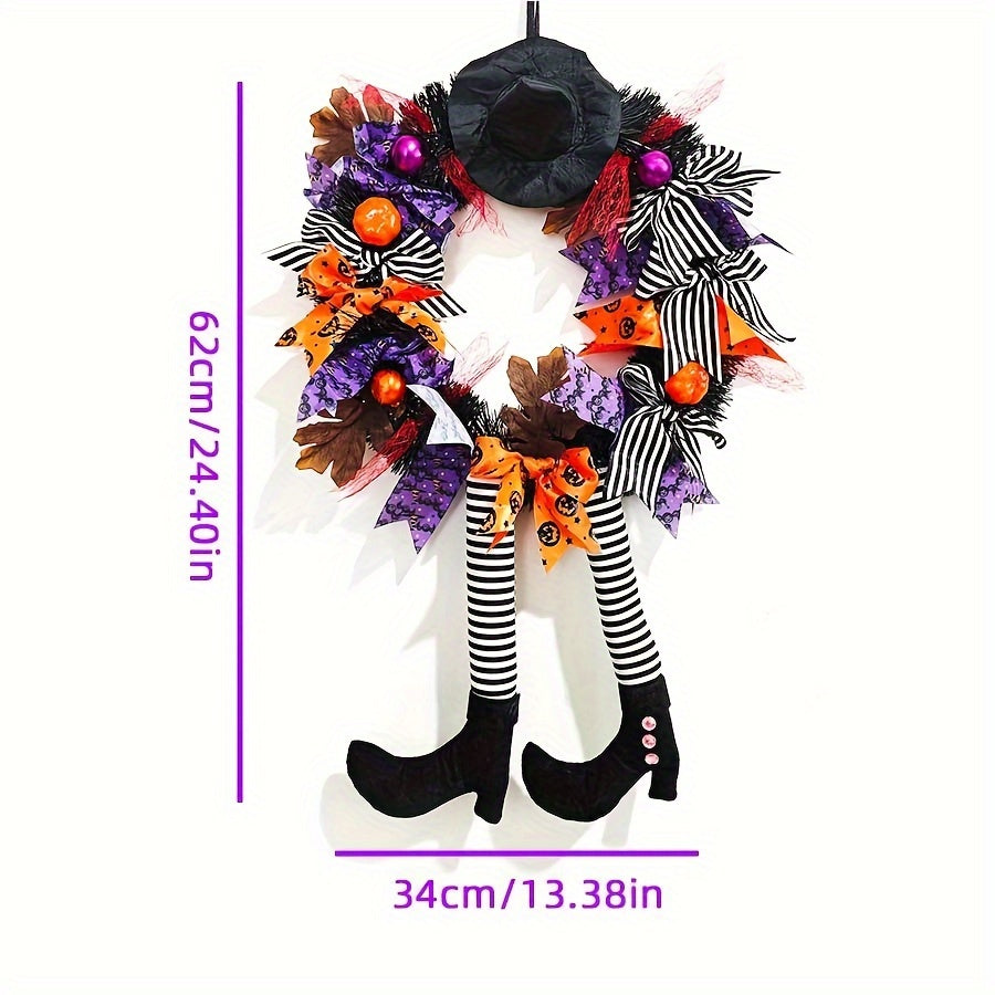 Halloween Witch Leg Garland for Door and Wall Decor, Striped Polyester Fiber
