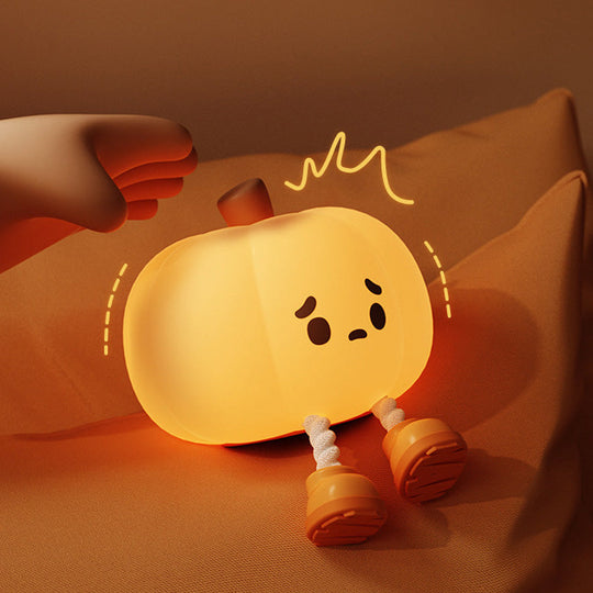 Silicone Pumpkin Night Light with Dimmable Glow for Halloween Decor