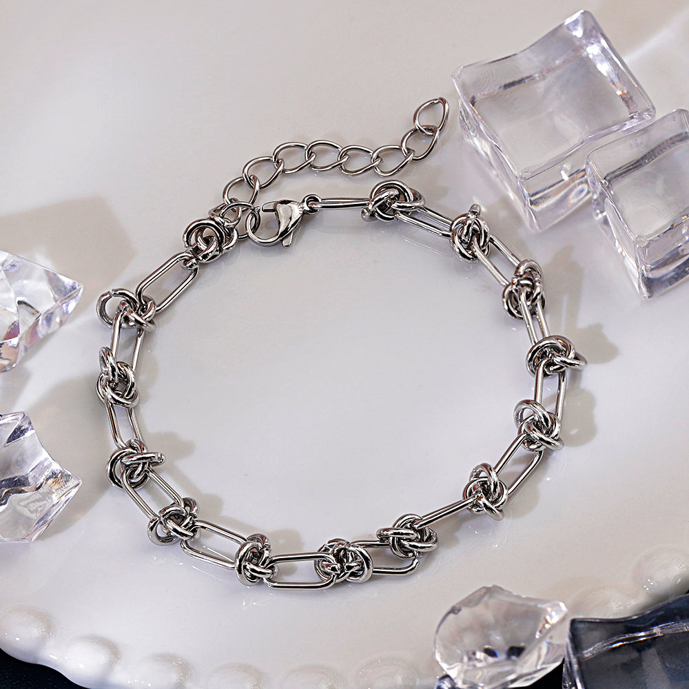 Twist Thorns Barbed Wire Knot Link Chain Bracelet