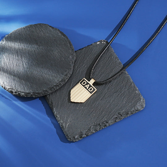 DAD Engraved Shield Pendant Necklace