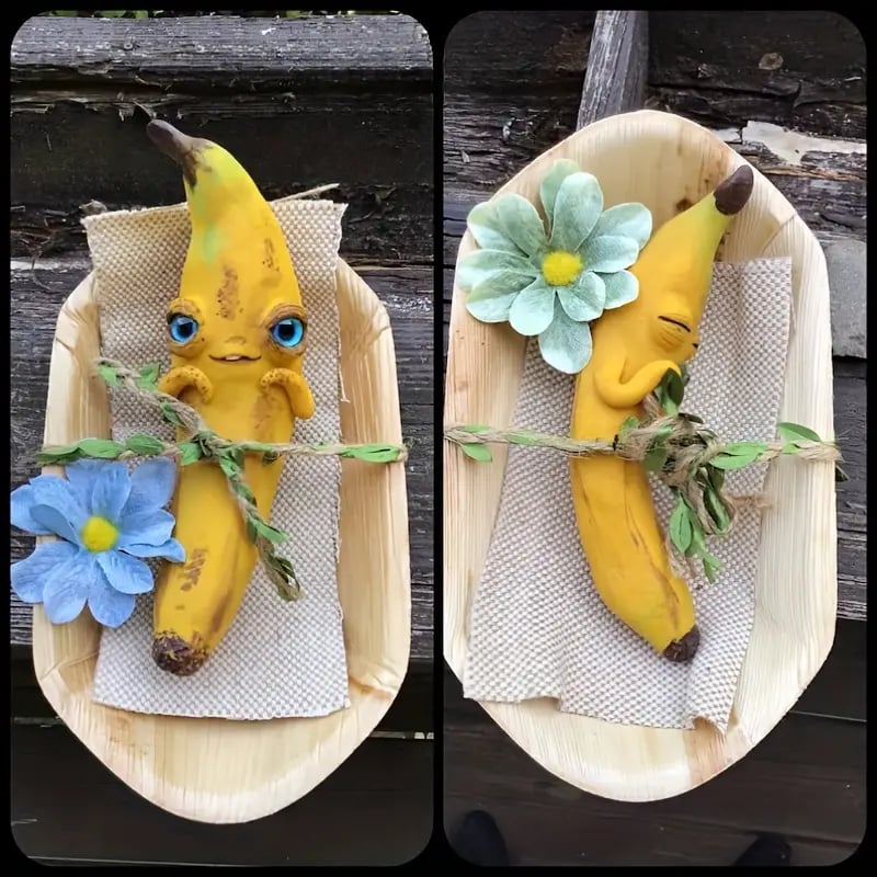 🍌 Halloween Funny Banana Resin Figurines with Googly Eyes