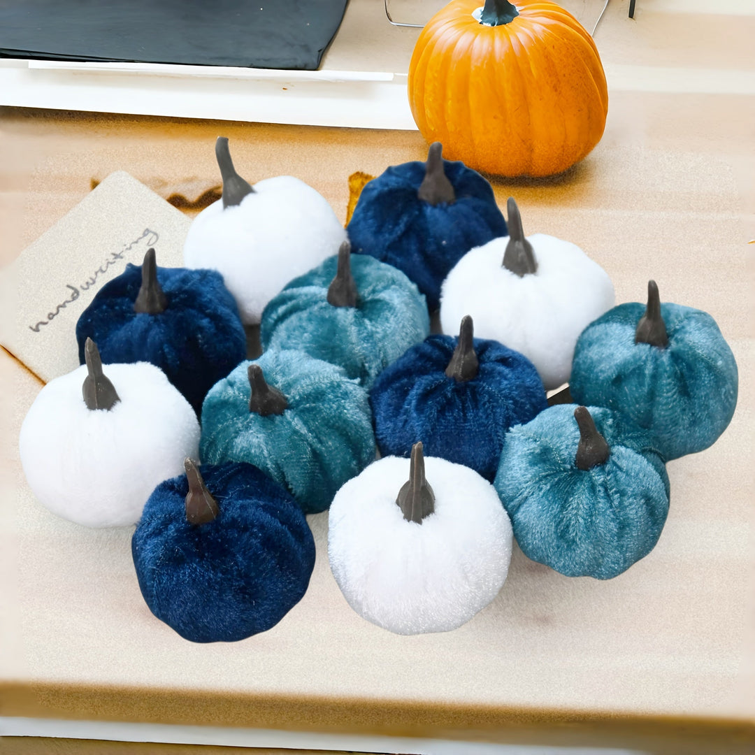 12-Piece Indoor Decorative Pumpkin Set for Halloween and Fall Decor