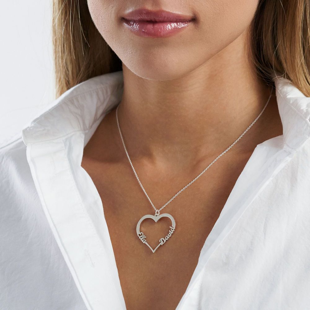 Heart Pendant Necklace with Two Names