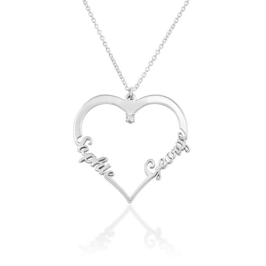 Heart Pendant Necklace with Two Names