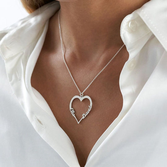 Heart Pendant Necklace with Two Names