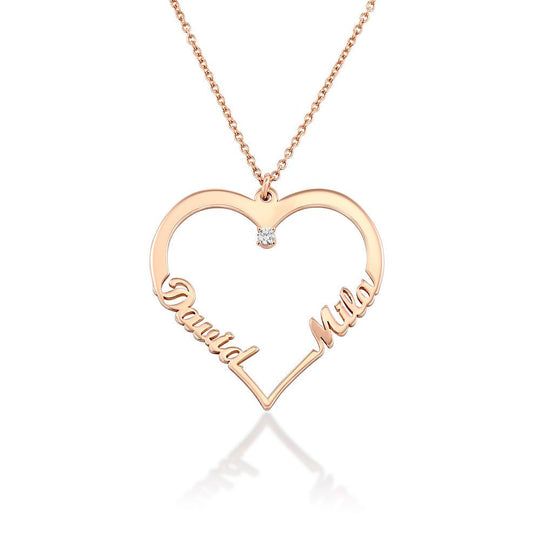 Heart Pendant Necklace with Two Names