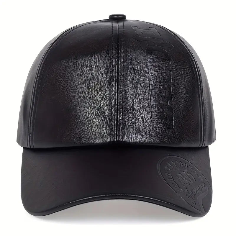 en's British PU Leather Baseball Cap Adjustable Breathable Casual Hat Spring/Summer/Autumn/Winter Hat Christmas Gift