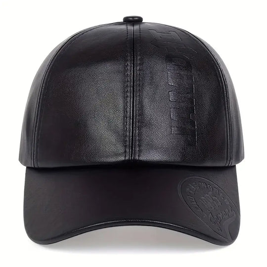 en's British PU Leather Baseball Cap Adjustable Breathable Casual Hat Spring/Summer/Autumn/Winter Hat Christmas Gift