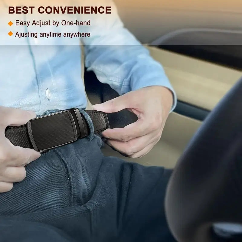 Men' S Second Layer Cowhide, Slide Ratchet Belt - Automatic Buckle, & Brown Two-Tone Design