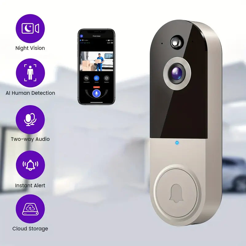 1080P Video Doorbell Camera Intelligent Body Detection Cloud Storage Real-time View