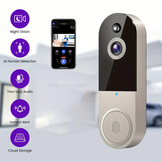 1080P Video Doorbell Camera Intelligent Body Detection Cloud Storage Real-time View
