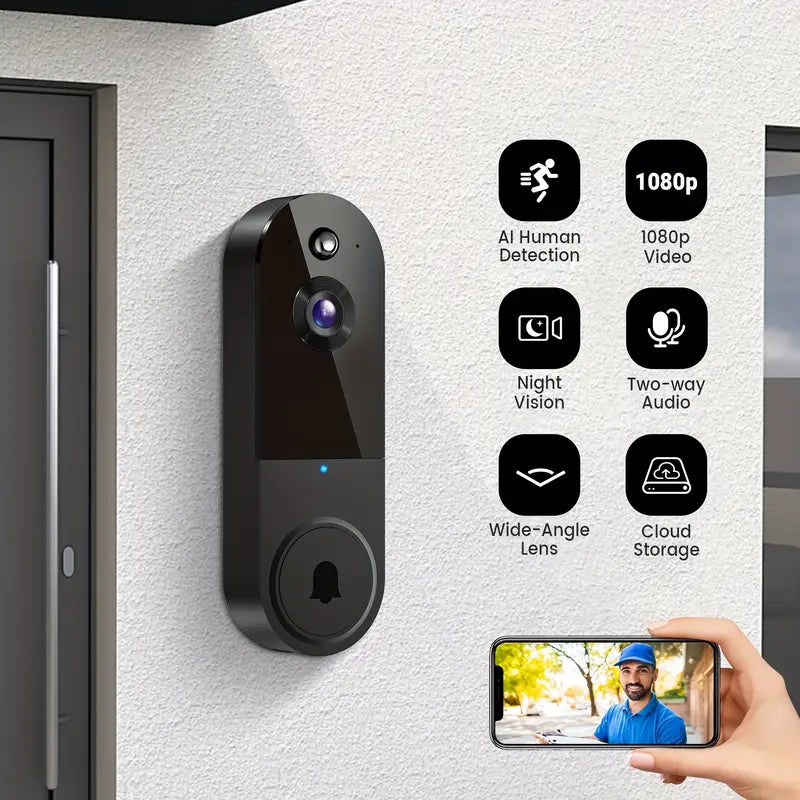 1080P Video Doorbell Camera Intelligent Body Detection Cloud Storage Real-time View