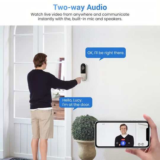 1080P Video Doorbell Camera Intelligent Body Detection Cloud Storage Real-time View