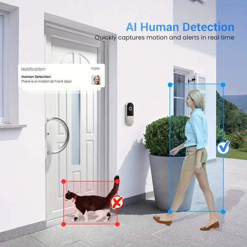1080P Video Doorbell Camera Intelligent Body Detection Cloud Storage Real-time View
