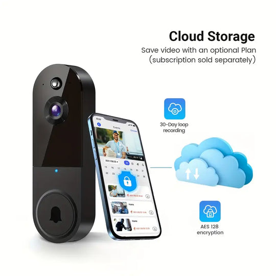 1080P Video Doorbell Camera Intelligent Body Detection Cloud Storage Real-time View