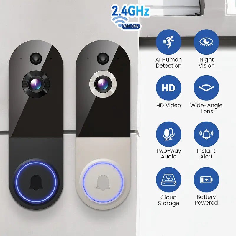 1080P Video Doorbell Camera Intelligent Body Detection Cloud Storage Real-time View