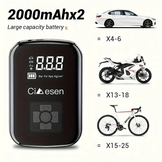 Portable Tire Inflator with Digital Display - Fast Cordless Air Compressor