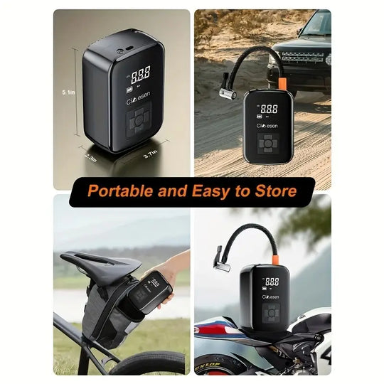 Portable Tire Inflator with Digital Display - Fast Cordless Air Compressor