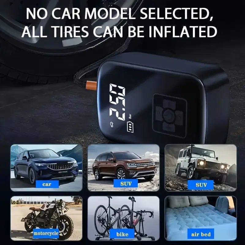 Portable Tire Inflator with Digital Display - Fast Cordless Air Compressor