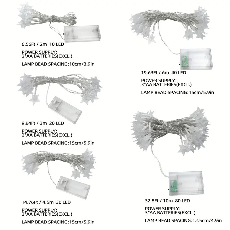 String Lights 10, 20, 30, 40, 80, LED Star String Lights