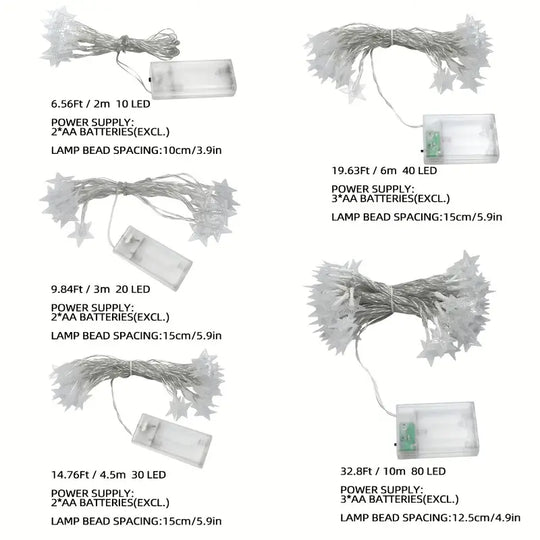 String Lights 10, 20, 30, 40, 80, LED Star String Lights