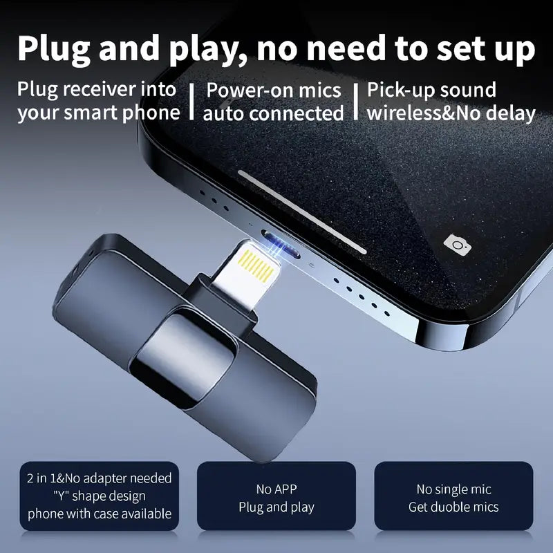 Wireless Lavalier Clip-On Microphone - USB-C Rechargeable