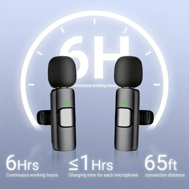 Wireless Lavalier Clip-On Microphone - USB-C Rechargeable