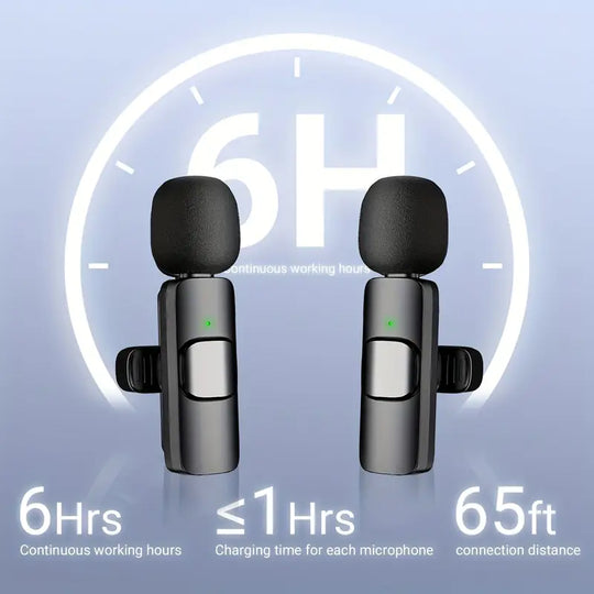 Wireless Lavalier Clip-On Microphone - USB-C Rechargeable