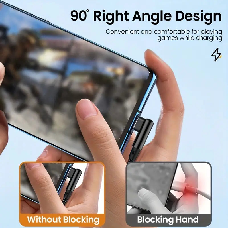 [Fast L-Shaped USB Cable] Fast Charging L-Shaped USB Cable for iPhone 14, 13, 12, 11, X, 8, 7, 7 Plus, 6, 6S, 5 and iPad