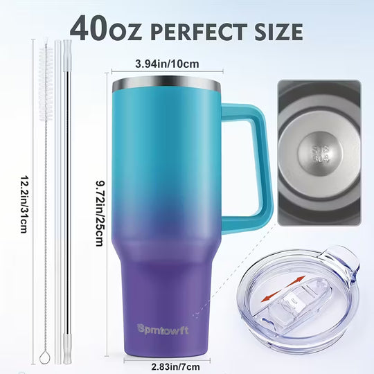 Christmas Cups 40 Oz Tumbler With Handle Insulated Water Bottle Carrier Bag With Lid And Straw