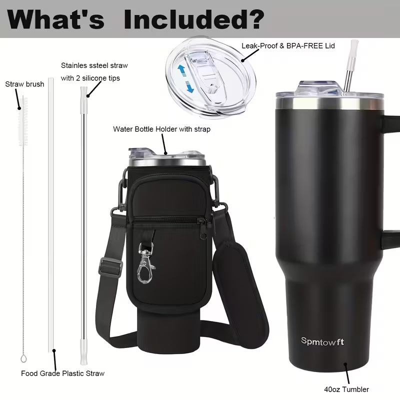 Christmas Cups 40 Oz Tumbler With Handle Insulated Water Bottle Carrier Bag With Lid And Straw