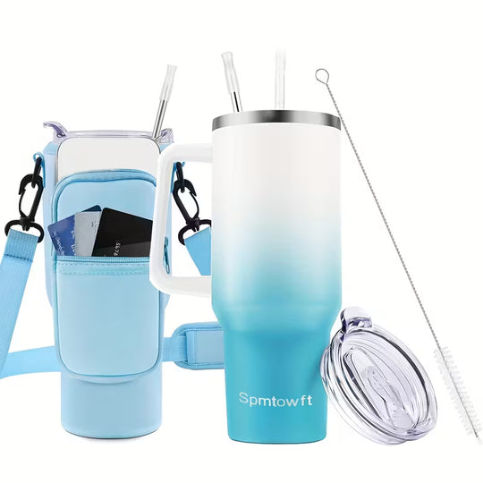 Christmas Cups 40 Oz Tumbler With Handle Insulated Water Bottle Carrier Bag With Lid And Straw