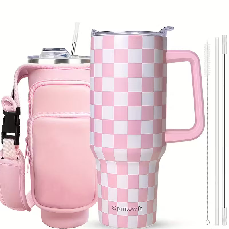 Christmas Cups 40 Oz Tumbler With Handle Insulated Water Bottle Carrier Bag With Lid And Straw