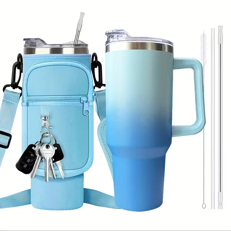 Christmas Cups 40 Oz Tumbler With Handle Insulated Water Bottle Carrier Bag With Lid And Straw