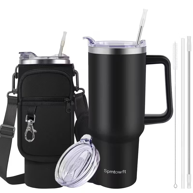 Christmas Cups 40 Oz Tumbler With Handle Insulated Water Bottle Carrier Bag With Lid And Straw