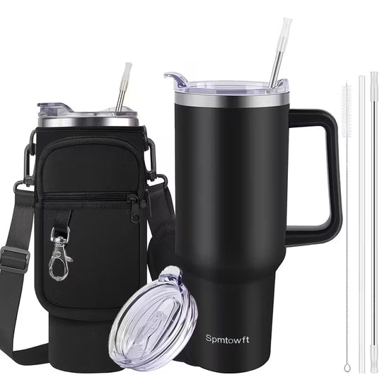 Christmas Cups 40 Oz Tumbler With Handle Insulated Water Bottle Carrier Bag With Lid And Straw