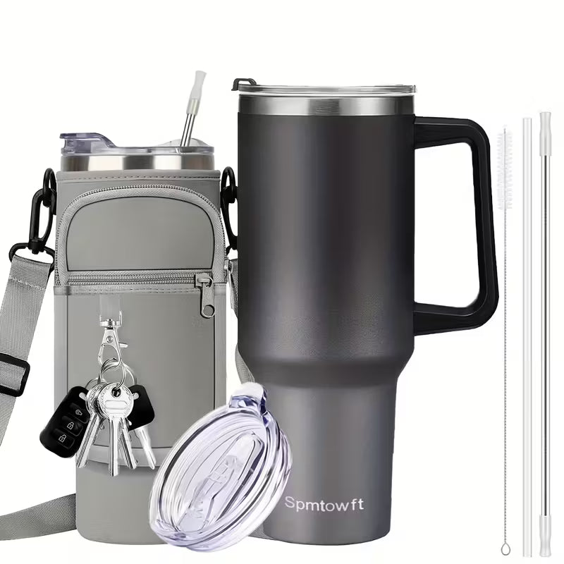 Christmas Cups 40 Oz Tumbler With Handle Insulated Water Bottle Carrier Bag With Lid And Straw