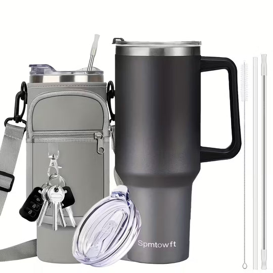 Christmas Cups 40 Oz Tumbler With Handle Insulated Water Bottle Carrier Bag With Lid And Straw