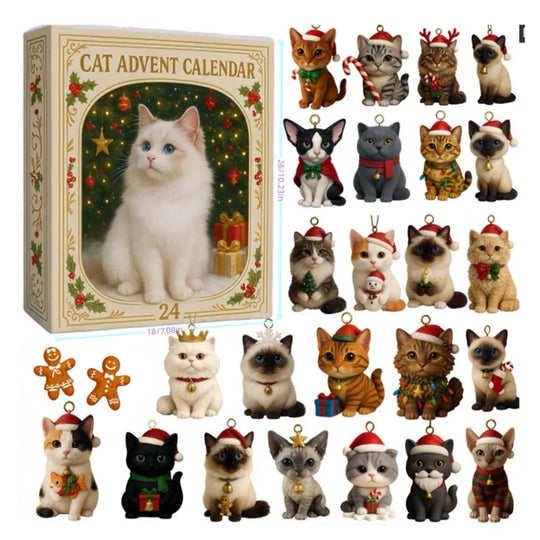 Christmas Gift 2025 Cat Advent Calendar - 24 Acrylic Kitten Ornaments Christmas Countdown