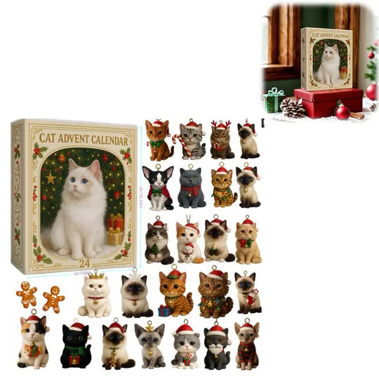 Christmas Gift 2025 Cat Advent Calendar - 24 Acrylic Kitten Ornaments Christmas Countdown