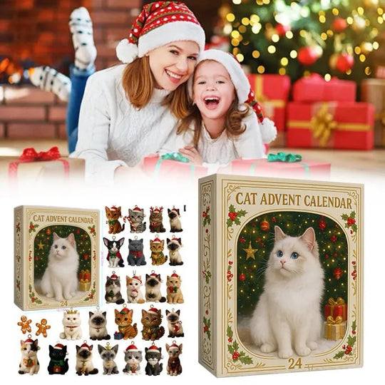 Christmas Gift 2025 Cat Advent Calendar - 24 Acrylic Kitten Ornaments Christmas Countdown