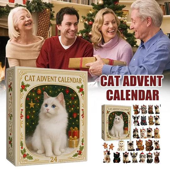 Christmas Gift 2025 Cat Advent Calendar - 24 Acrylic Kitten Ornaments Christmas Countdown