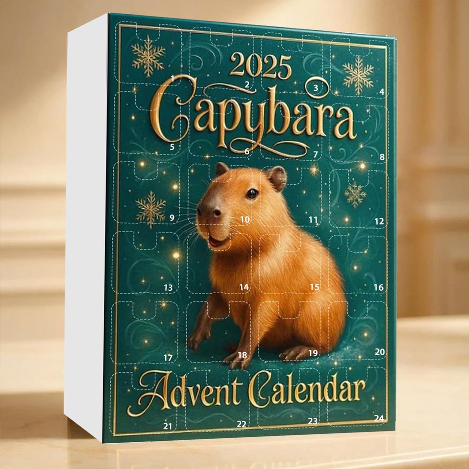 Christmas Gift Capybara Advent Calendar with 24 2D Flat Capybara Xmas Countdown Calendar