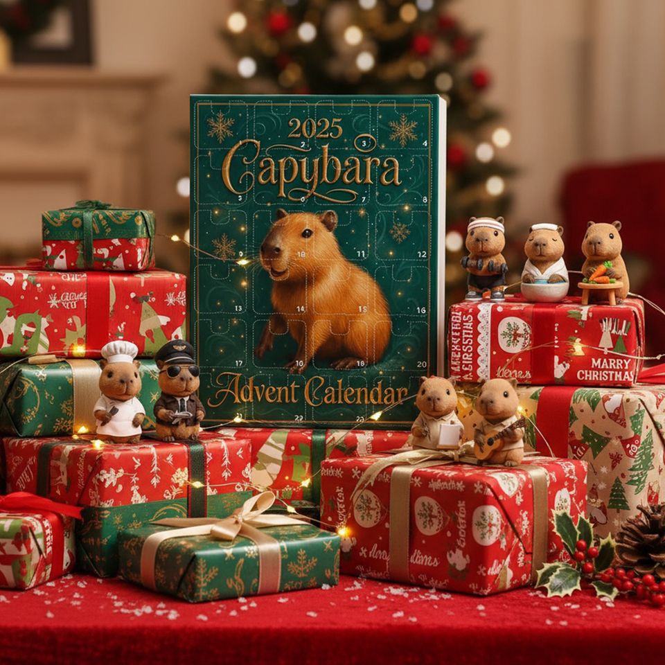 Christmas Gift Capybara Advent Calendar with 24 2D Flat Capybara Xmas Countdown Calendar