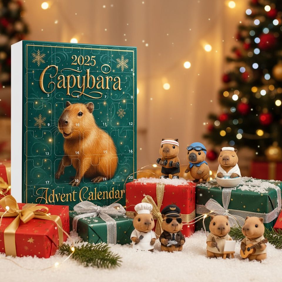 Christmas Gift Capybara Advent Calendar with 24 2D Flat Capybara Xmas Countdown Calendar