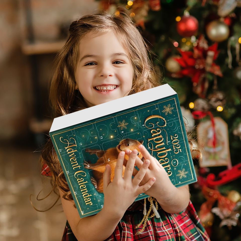 Christmas Gift Capybara Advent Calendar with 24 2D Flat Capybara Xmas Countdown Calendar