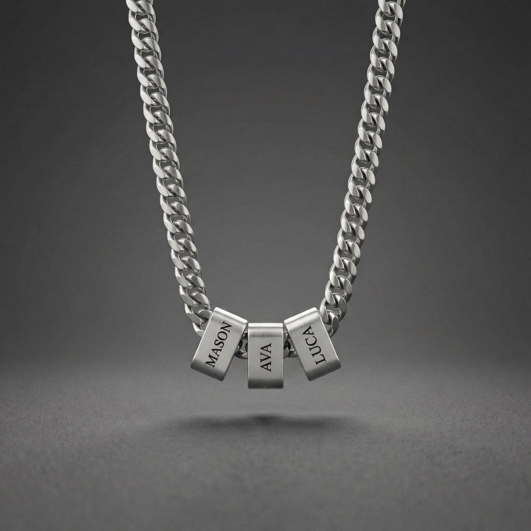 Custom Multi-Name Engraved Black Cuban Necklace