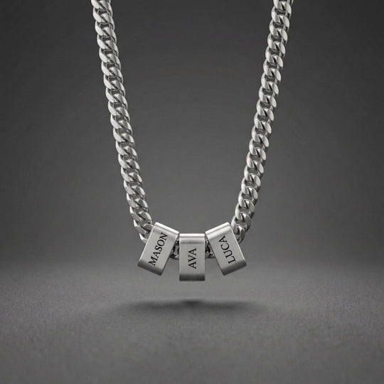 Custom Multi-Name Engraved Black Cuban Necklace