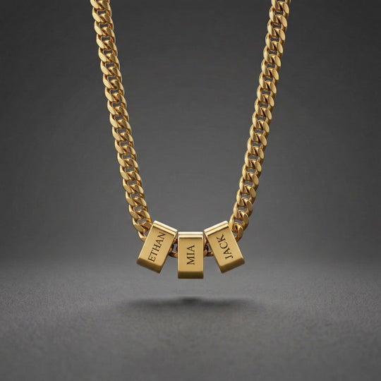Custom Multi-Name Engraved Black Cuban Necklace